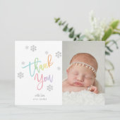 ウィンターシルバーグリッタースノーフレークありがとう写真 招待状 (スタンド正面)