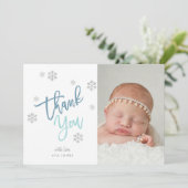 ウィンターシルバーグリッタースノーフレークありがとう写真 招待状 (スタンド正面)