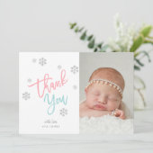 ウィンターシルバーグリッタースノーフレークありがとう写真 招待状 (スタンド正面)