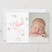 ウィンターシルバーグリッタースノーフレークありがとう写真 招待状 (正面)