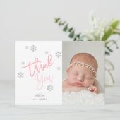 ウィンターシルバーグリッタースノーフレークありがとう写真 招待状 (スタンド正面)