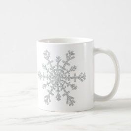 ウィンターシルバーグリッタースノーフレークforクリスマス コーヒーマグカップ