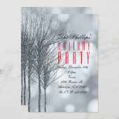 ウィンターシルバーグリッターツリーズパーティの招待状 招待状 (正面/裏面)
