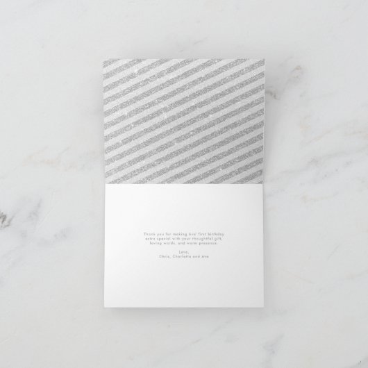 ウィンターシルバーグリッター雪の結晶ありがとう写真 サンキューカード (内部)