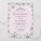 ウィンターシルバースノーフレークソフトピンクキンセアニェラ 箔招待状 (裏面)
