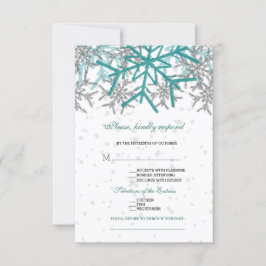 ウィンターシルバーターコイズ雪結婚片 出欠カード