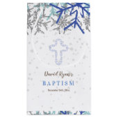 ウィンターシルバーネイビーブルースノーフレークバプテスマ招待状 スモールペーパーバッグ (裏面)