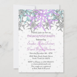 ウィンターシルバーパープルスノーフレーク婚約パーティ 招待状
