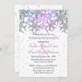 ウィンターシルバーパープルスノーフレーク婚約パーティ 招待状 (正面/裏面)