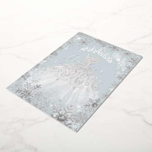 ウィンターシルバーブルースノーフレークキンセアニェラ 箔招待状 (回転した状態)