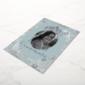 ウィンターシルバーブルースノーフレーク写真キンセアニェラ 箔招待状 (回転した状態)