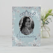 ウィンターシルバーブルースノーフレーク写真キンセアニェラ 箔招待状 (立ち正面)