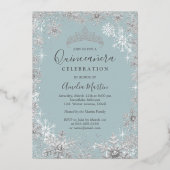 ウィンターシルバーブルースノーフレーク写真キンセアニェラ 箔招待状 (裏面)