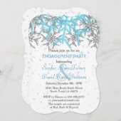 ウィンターシルバーブルースノーフレーク婚約パーティ 招待状 (正面/裏面)