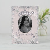 ウィンターシルバーベージュスノーフレーク写真キンセアニェラ 箔招待状 (立ち正面)