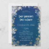 ウィンターシルバー金ゴールドブルースウィート16誕生日 招待状 (正面)