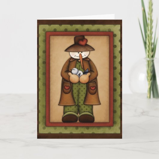 ウィンターシーズンスノーフォーク雪だるまグリーティングカード3 シーズンカード (正面)