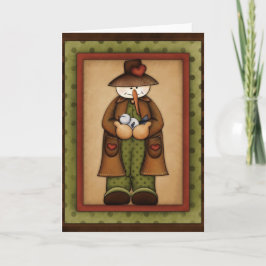 ウィンターシーズンスノーフォーク雪だるまグリーティングカード3 シーズンカード