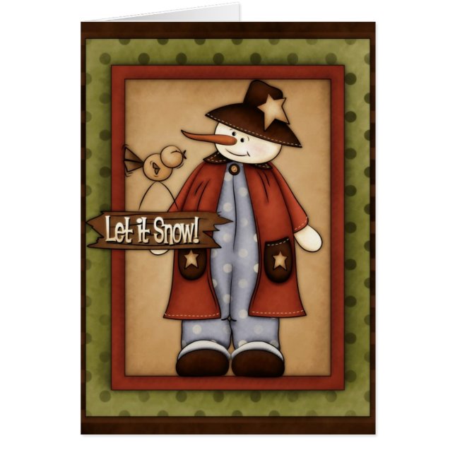ウィンターシーズンスノーフォーク雪だるまグリーティングカード5 (正面)