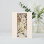 ウィンターシーズンファッションイラストレーションアルフォンスミュシャ ポストカード (スタンド正面)