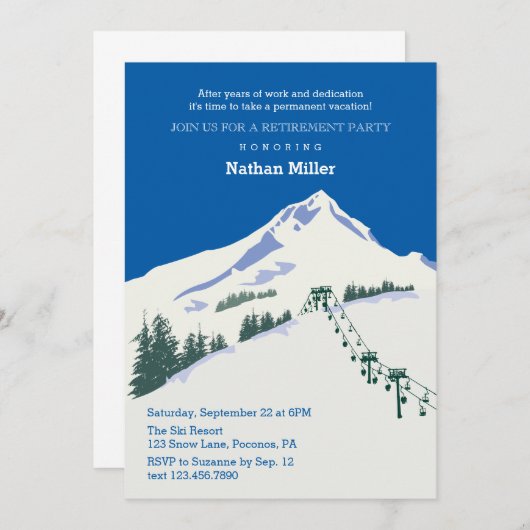 ウィンターシーンスキーリタイアメント招待状 招待状 (正面/裏面)