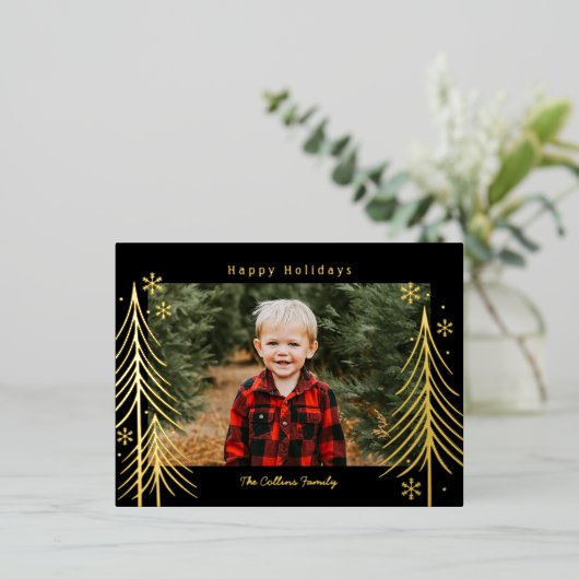 ウィンターシーンフォイルホリデーポストカードファミリー懇親会 箔シーズンポストカード (立ち正面)