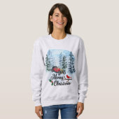 ウィンターシーンヴィンテージカーアンドレッド（鳥）ショウジョウコウカンチョウ スウェットシャツ (正面フル)