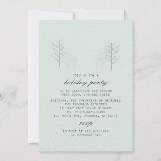ウィンターシーン – モダンホリデーパーティー招待状 招待状 (正面)