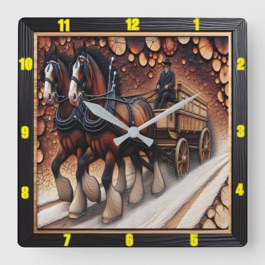 ウィンタージャーニーチャーレッドウッドクリデール最高傑作 スクエア壁時計 (正面)
