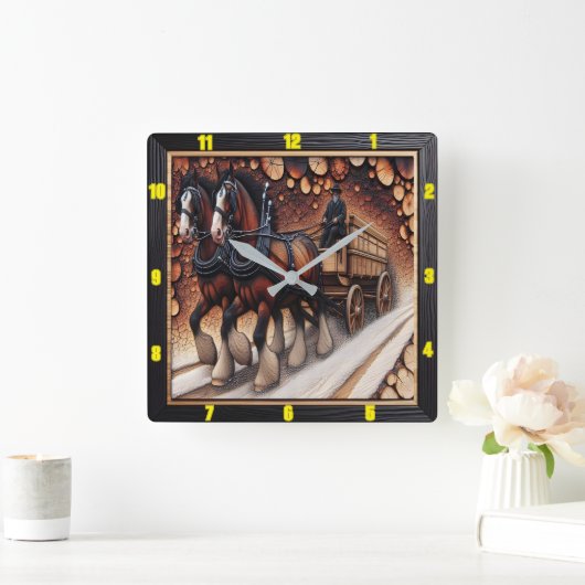 ウィンタージャーニーチャーレッドウッドクリデール最高傑作 スクエア壁時計 (ホーム)