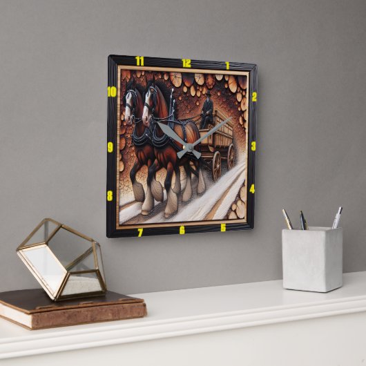 ウィンタージャーニーチャーレッドウッドクリデール最高傑作 スクエア壁時計 (オフィス)