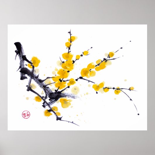 ウィンタースウィート墨絵と水絵画色の ポスター (正面)