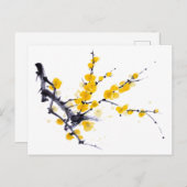 ウィンタースウィート墨絵と水絵画色の ポストカード (正面/裏面)