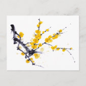 ウィンタースウィート墨絵と水絵画色の ポストカード (正面)