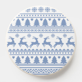 ウィンタースウェター柄 ブルー PopSocket スマホグリップ