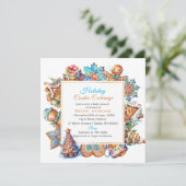 ウィンタースウォーターカラーハolidayクッキー交換ベイビーシャー 招待状 (スタンド正面)