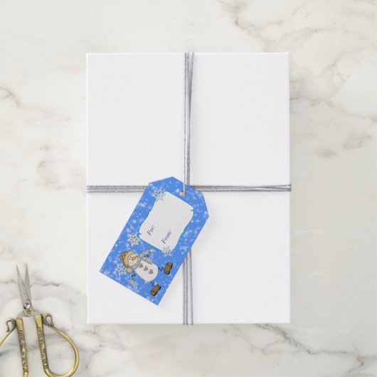 ウィンタースカイ雪だるまクリスマス ギフトタグ (より糸付き)