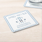 ウィンタースキーのアフターパーティーでの独身最後の女友達パーティー スクエアペーパーコースター (アングル)