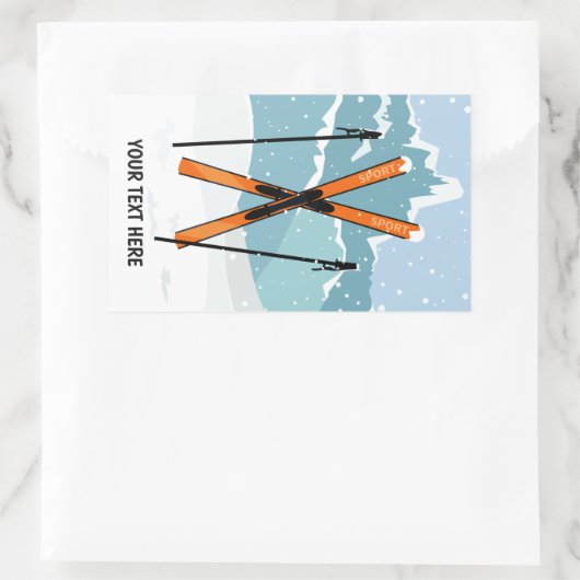 ウィンタースキーカスタム文字シール 長方形シール (バッグ)