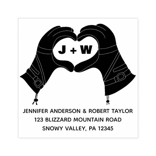 ウィンタースキーグローブハンズハートシェイプ差出人住所 ラバースタンプ (インプリント)