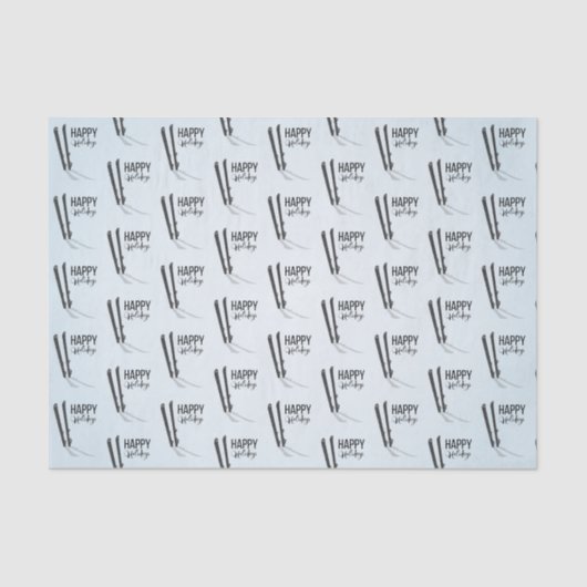 ウィンタースキーハッピーホリデーズティッシュペーパー 薄葉紙 (正面)