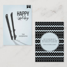 ウィンタースキーハッピーホリデーズミニノートカード