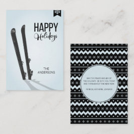 ウィンタースキーハッピーホリデーズミニノートカード ノートカード