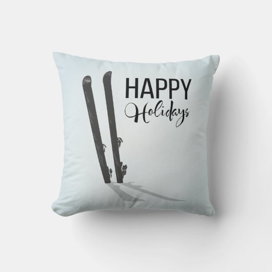 ウィンタースキーハッピーホリデーズ装飾用クッション クッション (正面)