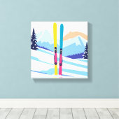 ウィンタースキーマウンテン キャンバスプリント (インサイチュ (ウッドフロア))