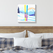 ウィンタースキーマウンテン キャンバスプリント (インサイチュ (寝室))