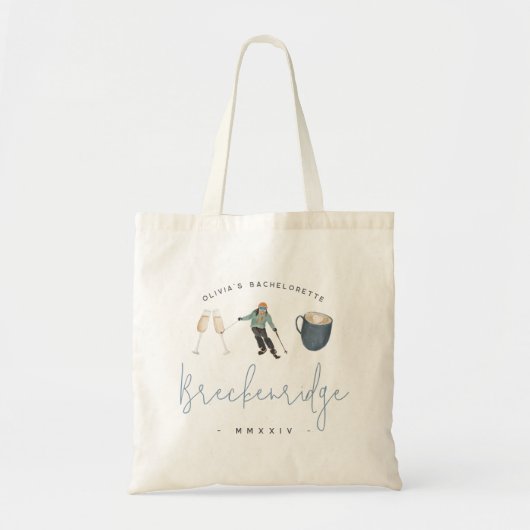 ウィンタースキーリゾートのカスタマイズされたハッチェットパーティー トートバッグ (正面)