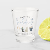 ウィンタースキーリゾートのパーソナライズドバチェロレッテパーティー ショットグラス (正面)