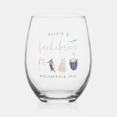 ウィンタースキーリゾートパーソナライズされたバチェロレッテ ステムなしワイングラス (正面)