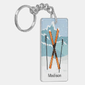 ウィンタースキー名前をカスタムするキーチェーン キーホルダー (正面左)